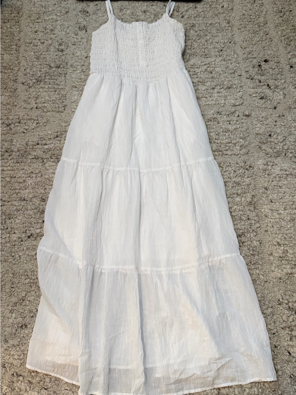 Cream Tiered Smocked Maxi Dress